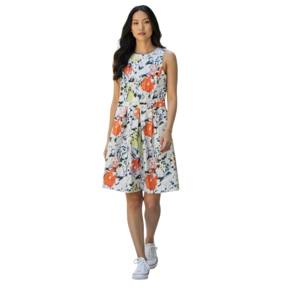 Gap Floral Print Dress 6 Cotton Blend Fit & Flare Coquette Bright Wedding Easter